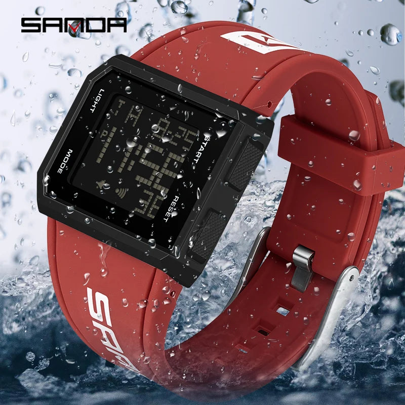 SANDA Brand Men's Digital Watch Chronograph Sport Electronic Bracelet Waterproof Men Wristwatch Alarm Clock Mens Watches 9003