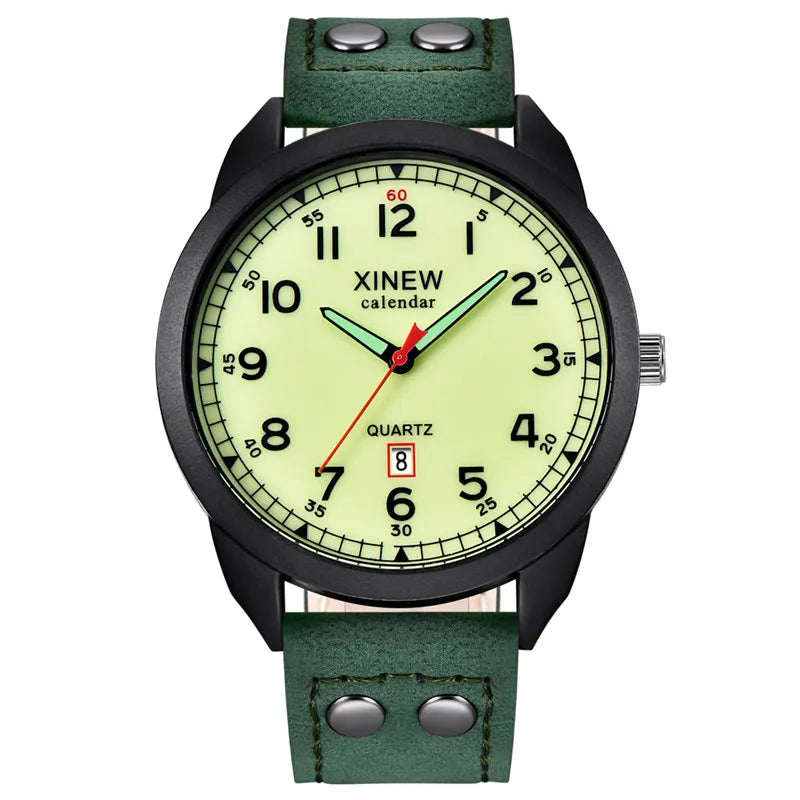 Genuine XINEW Brand Men Watches Boys Students Fashion Leather Band Date Quartz Watch Montre Homme Reloj Hombre Relogio Masculino
