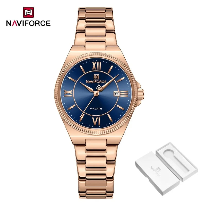 High Quality NAVIFORCE 2026 Woman Quartz Watch Retro Watches 3ATM Waterproof Stainless Steel Watchband  Ladies' Watches NF5073