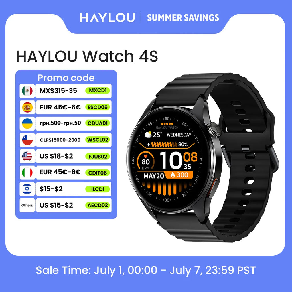 HAYLOU Watch 4S GPS Smartwatch 1.43” HD AMOLED Display 5 Satellite GPS Positioning 120+ Workout Modes Sport Fitness Smart Watch