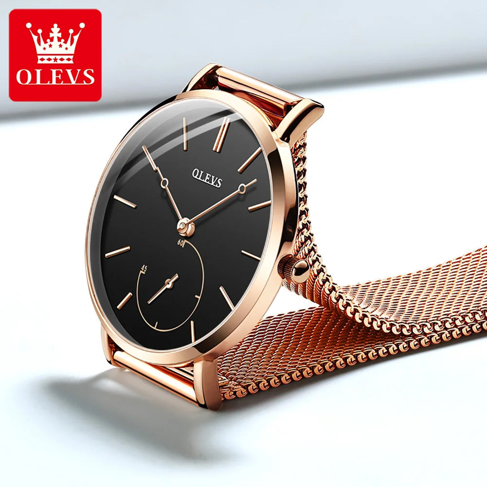 OLEVS New Watch For Women Luxury Casual Rose Gold Waterproof Quartz Ladies Wristwatch Mesh Belt Fashion Date Clock Reloj Mujer