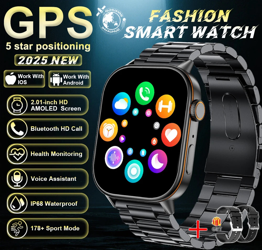 2026New Dual-band GNSS GPS Sports Smart Watches IP68K Swim Compass Heart rate tracker Military Bluetooth Call Bracelet Men Women