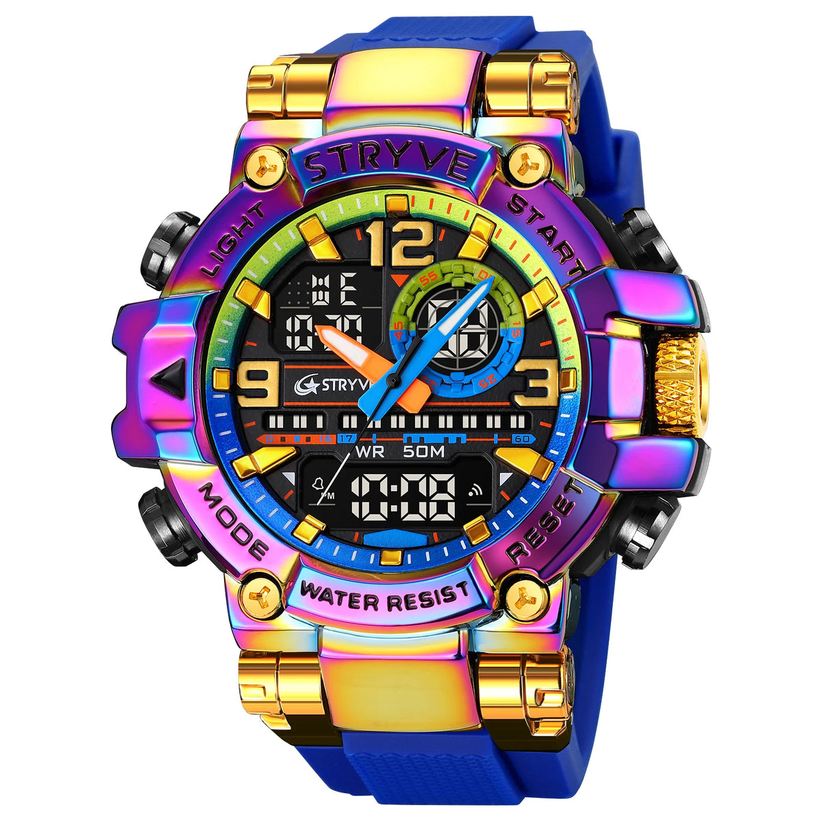 Men's STRYVE 8025 High Quality Digital-Analog Dual Movement 5ATM Waterproof Watches Fashion Sports Men's Relogio Masculino