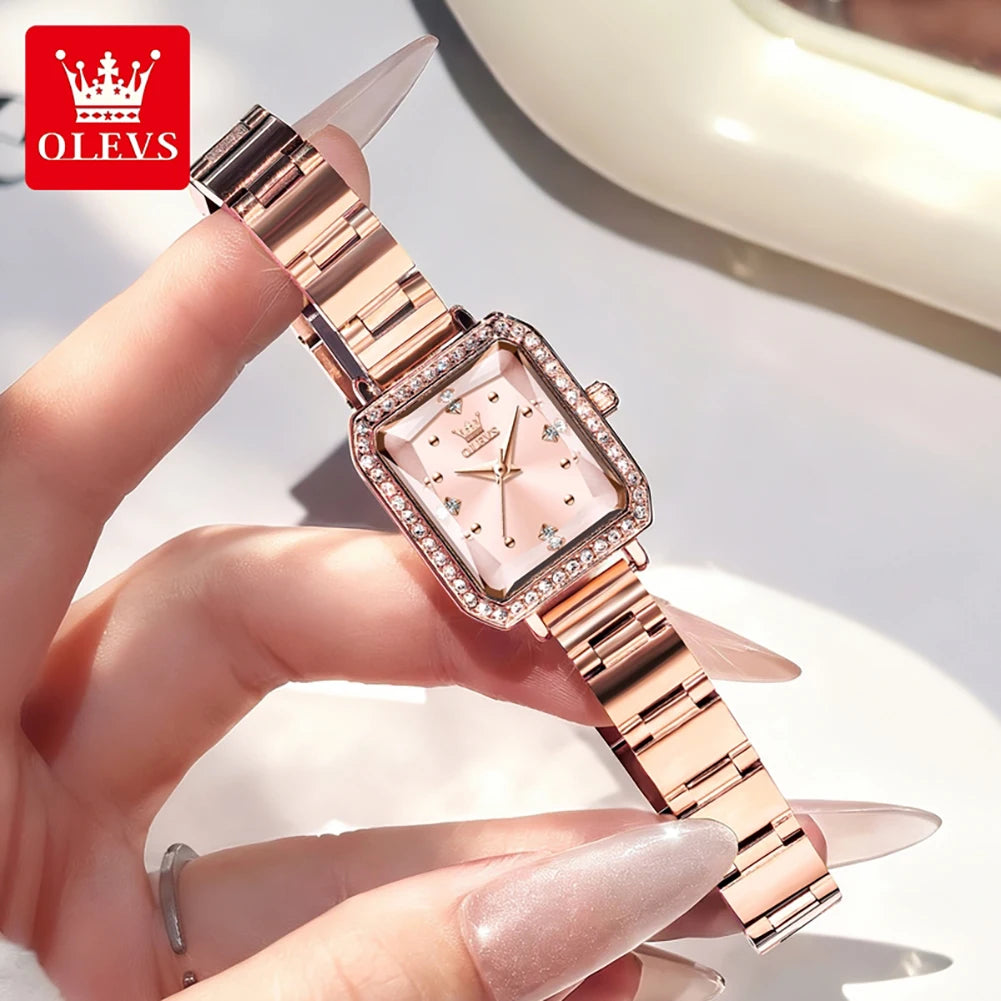 OLEVS Womens Watch Square Quartz Watch Waterproof Luminous Wristwatches For Women Original Elegant Luxury Fashion Reloj 5688