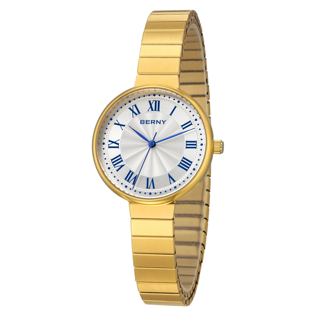 BERNY Women's Gold Watch Fashion Quartz Wristwatch Waterproof Top Brand Exquisite Stainless Steel Top New Watches for Ladies
