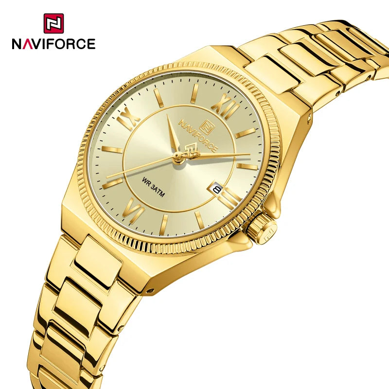 High Quality NAVIFORCE 2026 Woman Quartz Watch Retro Watches 3ATM Waterproof Stainless Steel Watchband  Ladies' Watches NF5073