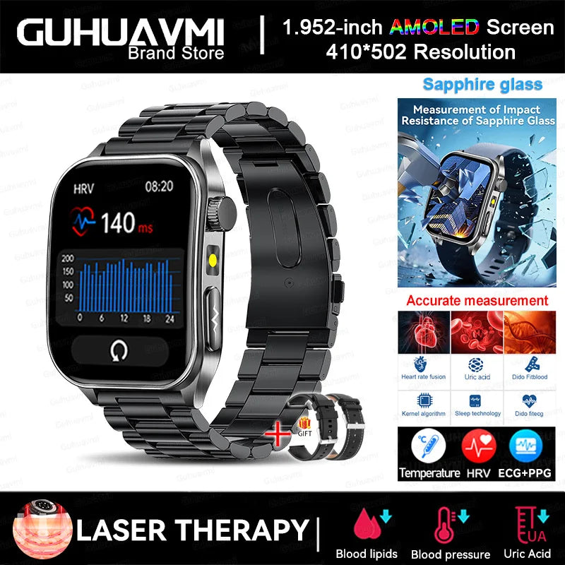 2026 New Non-Invasive Laser Treatment Three High Smart Watch  ECG+PPG Blood Fat Uric Acid Health Diagnosis Smart Watches For Man