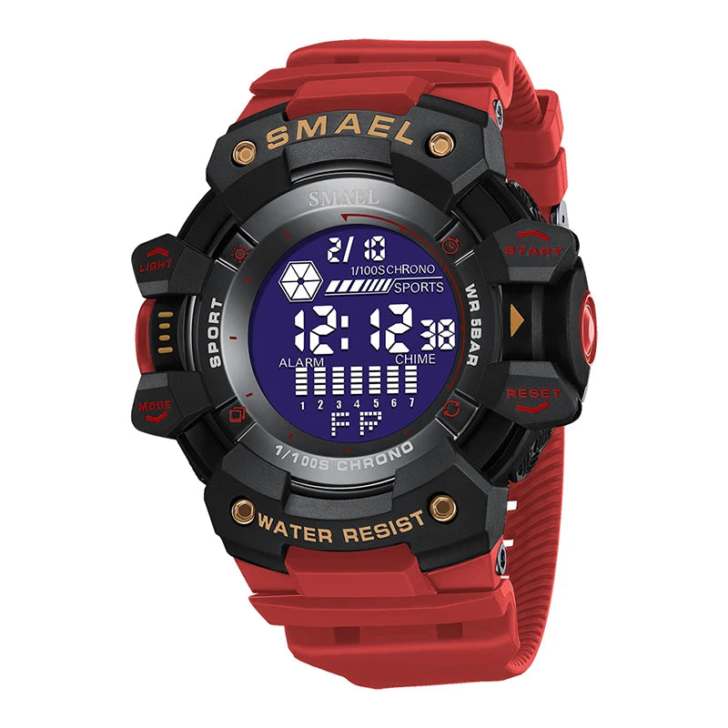 SMAEL Military Digital Watch LED Sports Wristwatches 50m Waterproof LED Stopwatch 8050 Army Watches Digital Big Dail Clock Alarm