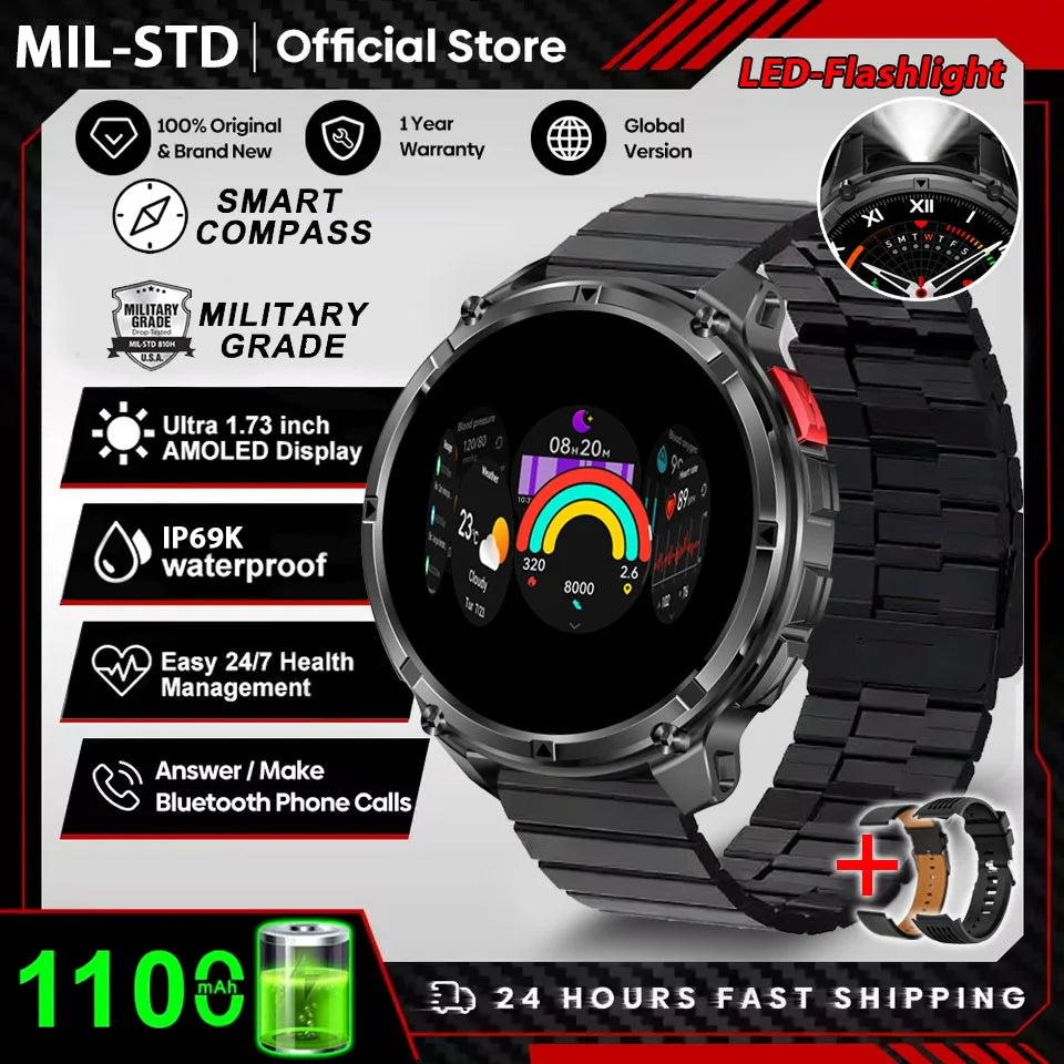 2026 New T-Rex3 Pro GPS Tracker 1100mAh Smartwatch Men 120-Day Standby Clock Rugged Outdoor Sport 10ATM Waterproof Call Watches