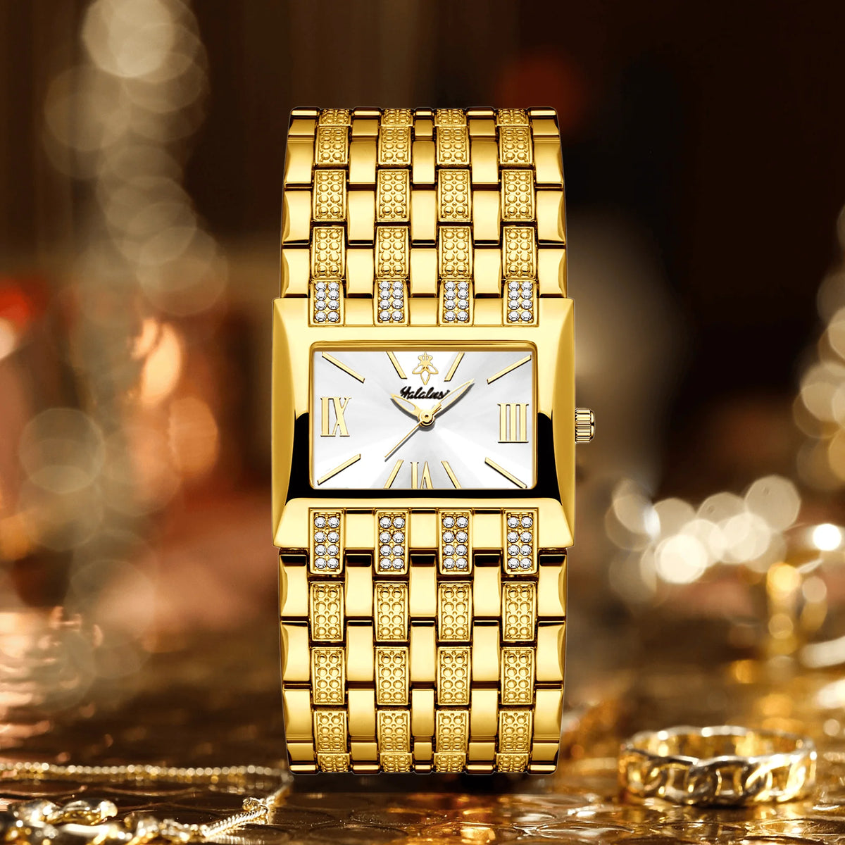 YaLaLuSi Fashion Women's Gold-Plated Quartz Watch Luxury New-Style Women's Gold Wristwatch Women's Gift Watch Box