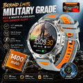 1400mAh Military Smart Watch 10ATM Waterproof 1.7-inch Outdoor Sport Flashlight Heart Rate Monitor Bluetooth Call SmartWatch Men