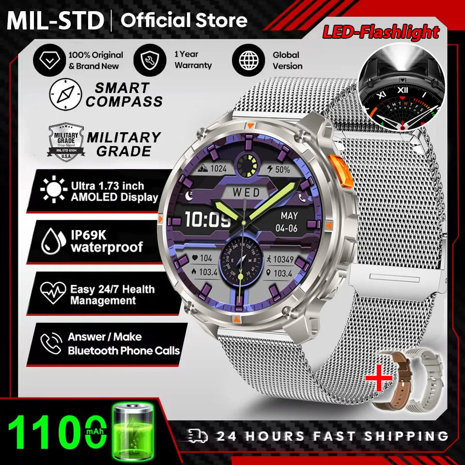 2026 New T-Rex3 Pro GPS Tracker 1100mAh Smartwatch Men 120-Day Standby Clock Rugged Outdoor Sport 10ATM Waterproof Call Watches