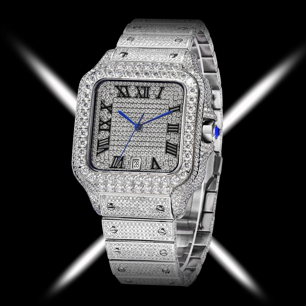 PINDU Design NEW Mozambique Diamond mechanical watch men 8215 movement sapphire stainless steel waterproof fully automatic watch