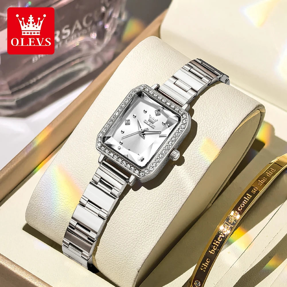 OLEVS Womens Watch Square Quartz Watch Waterproof Luminous Wristwatches For Women Original Elegant Luxury Fashion Reloj 5688