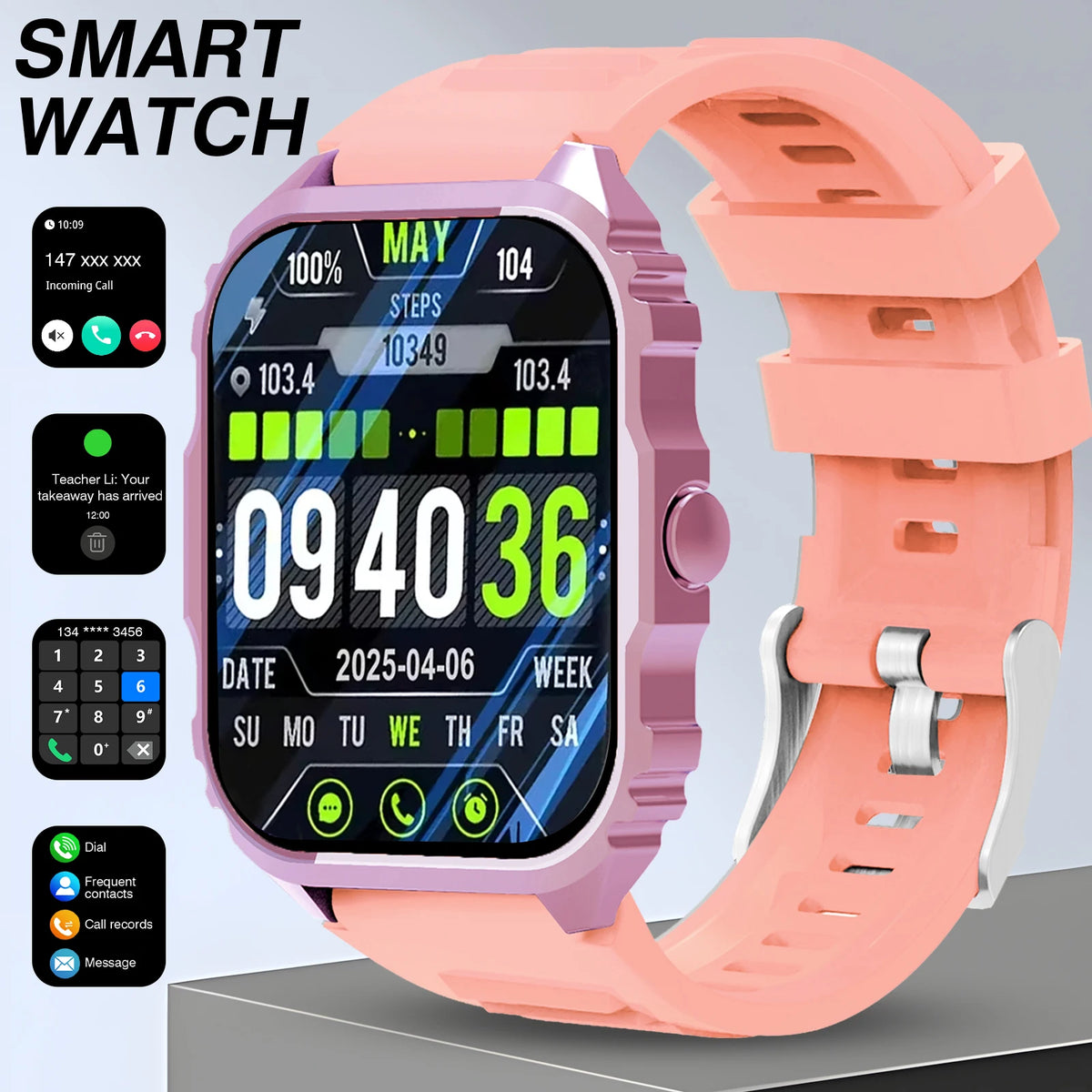 New Smart Watch 1.84 Inch HD Full Touch Screen Display Wireless Call,Answer Phone Watch,Multiple Sports Modes Outdoor Information Reminder Weather Display Music Control Photo Control, Suitable for Iphone & Android