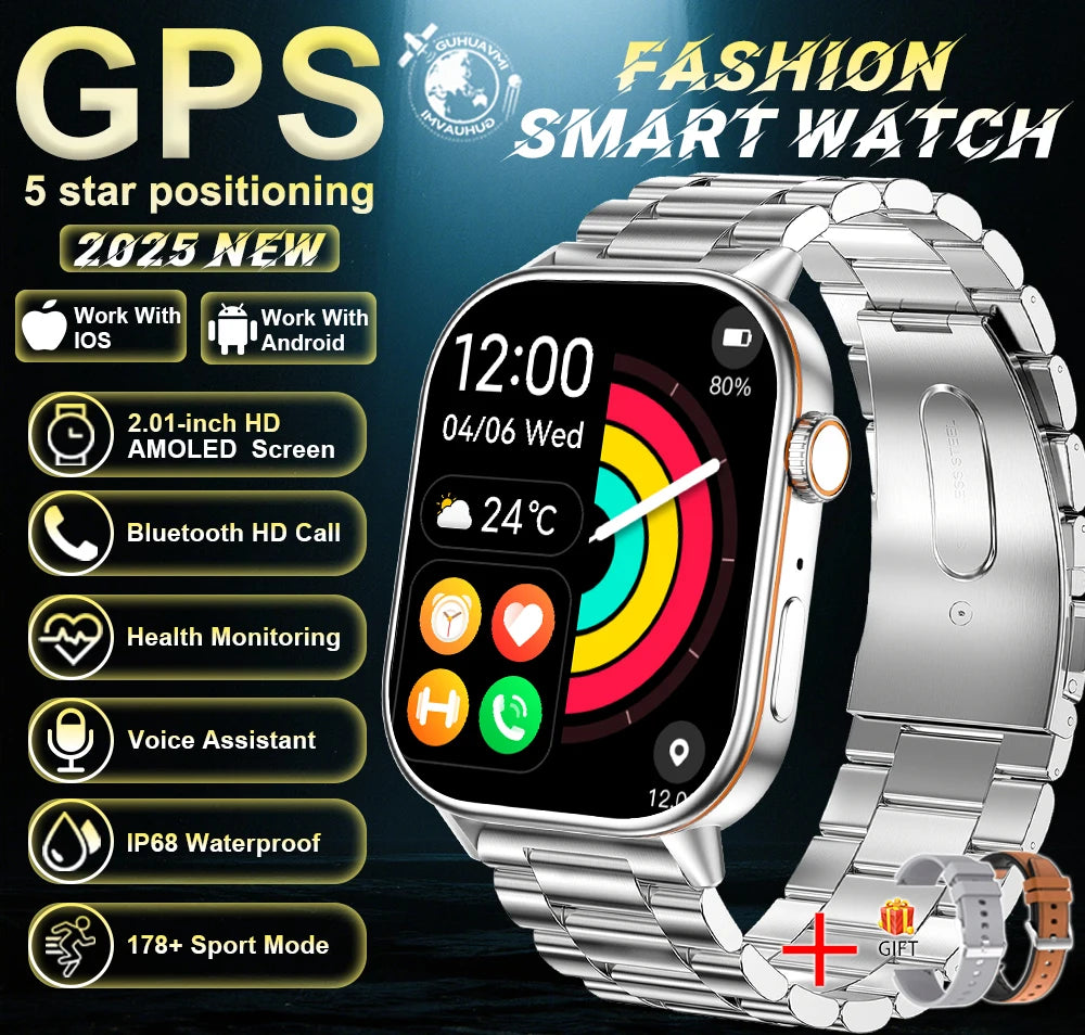 2026New Dual-band GNSS GPS Sports Smart Watches IP68K Swim Compass Heart rate tracker Military Bluetooth Call Bracelet Men Women