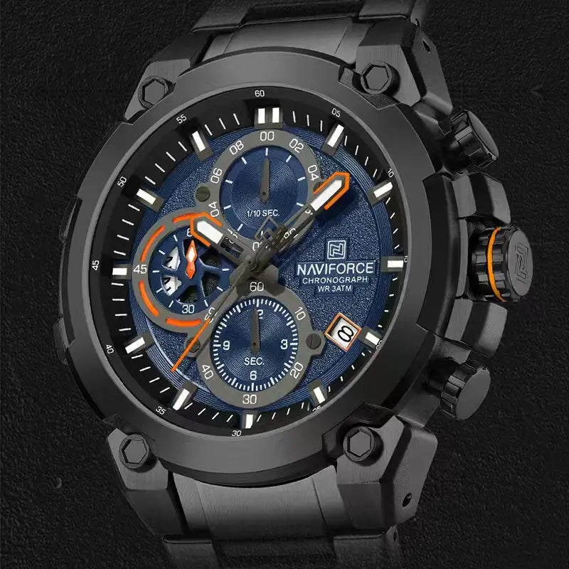 NAVIFORCF Men's Military Watch Luxury Waterproof Quartz Chronograph Wristwatch Fashionable Masculino Hot Fashion  Clock Watch