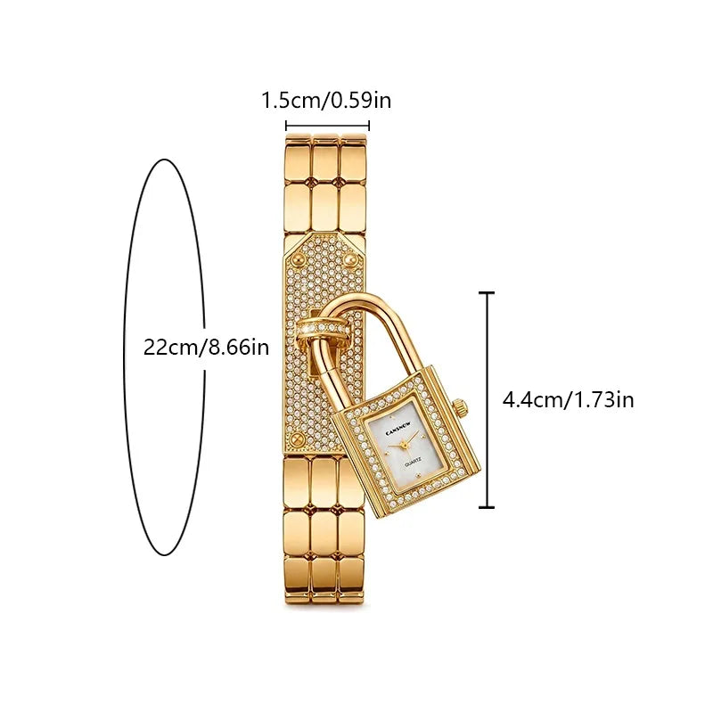 Gold Lock Bracelet Watch