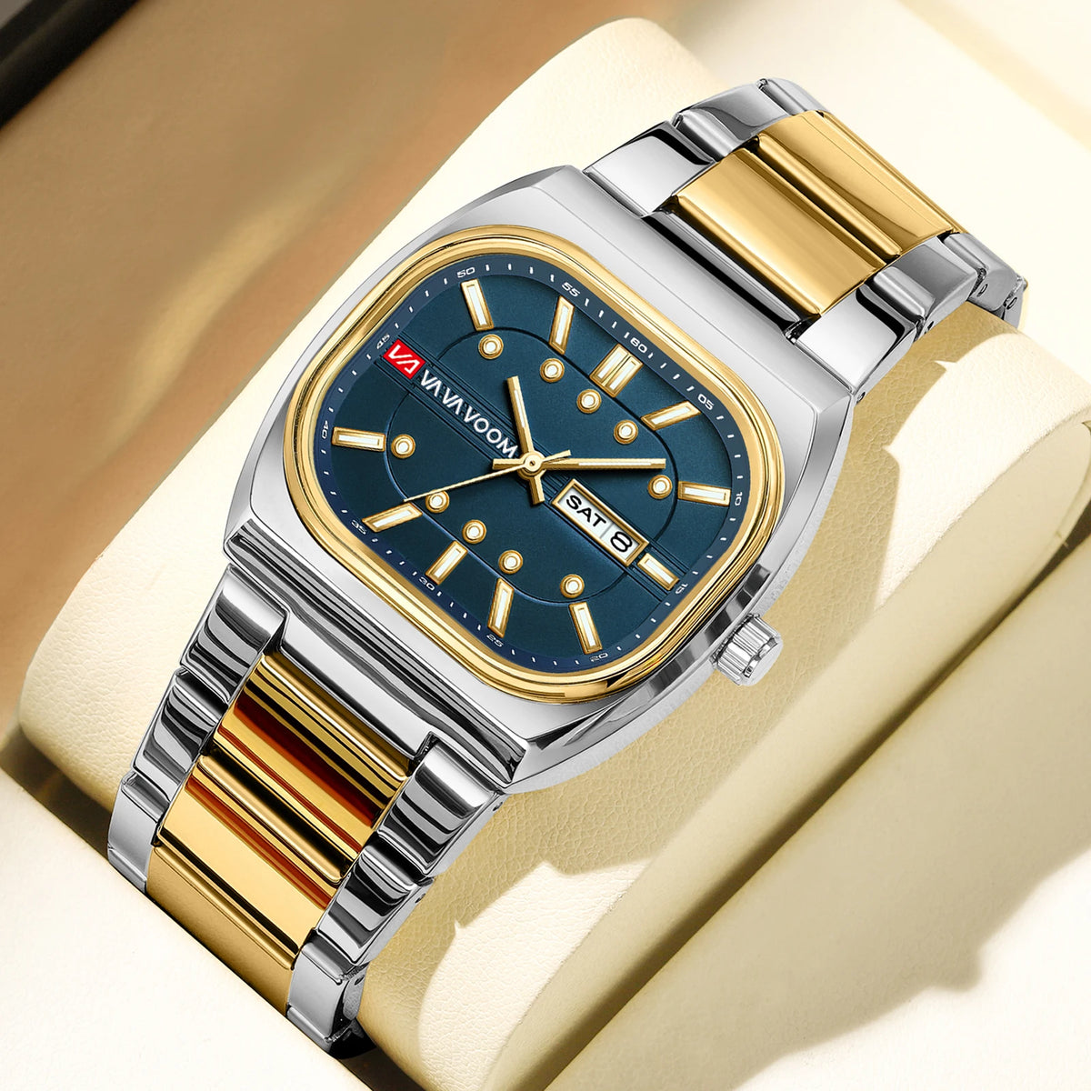Reloj Hombre Stainless Steel Men Watch 40mm Square Quartz Movement Black Diving Sports Clock Business Banquet Week Watch for Men