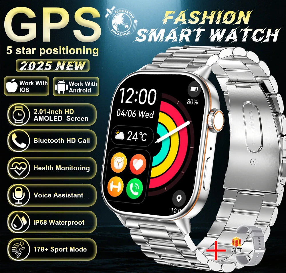 2026New Dual-band GNSS GPS Sports Smart Watches IP68K Swim Compass Heart rate tracker Military Bluetooth Call Bracelet Men Women