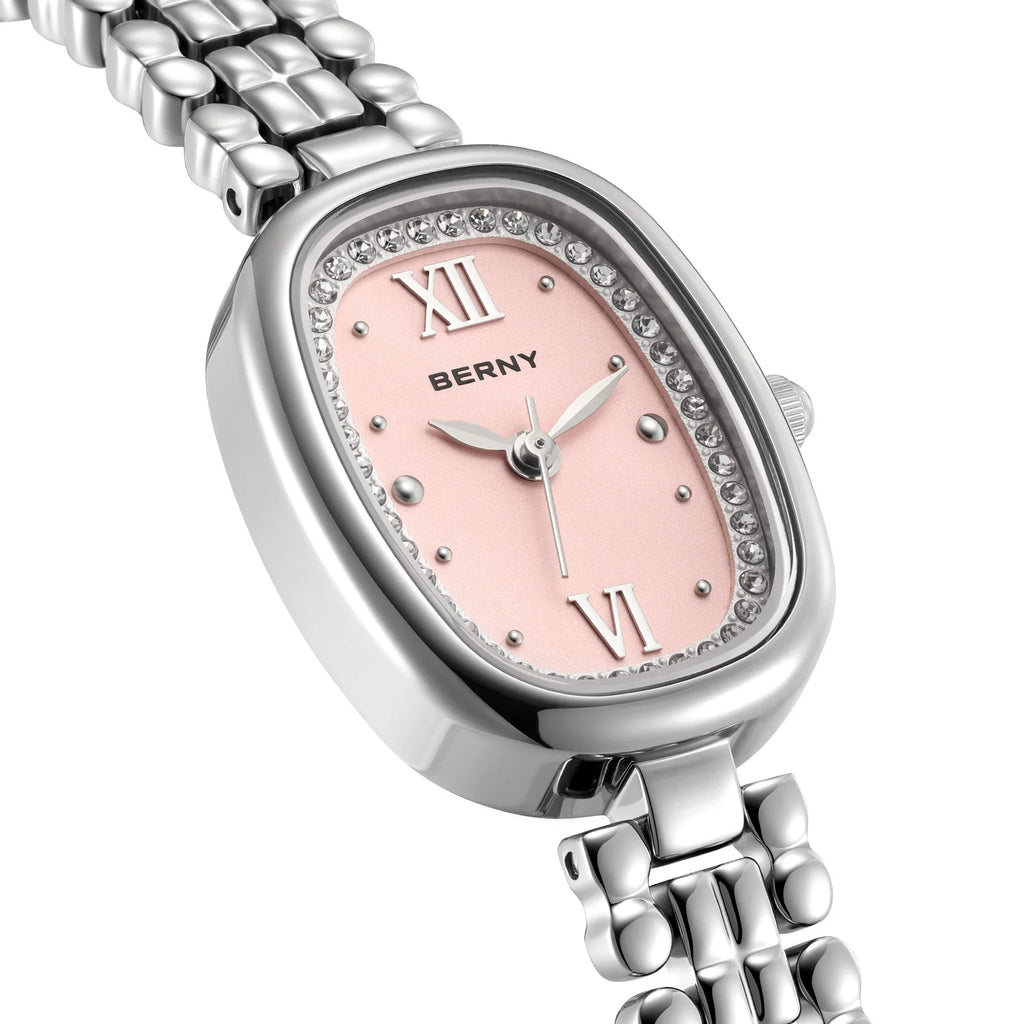 BERNY Women's Watches Fashion Casual Small Dail Ladies Quartz Watch Elegant Stainless Steel Girls Dress Wristwatch