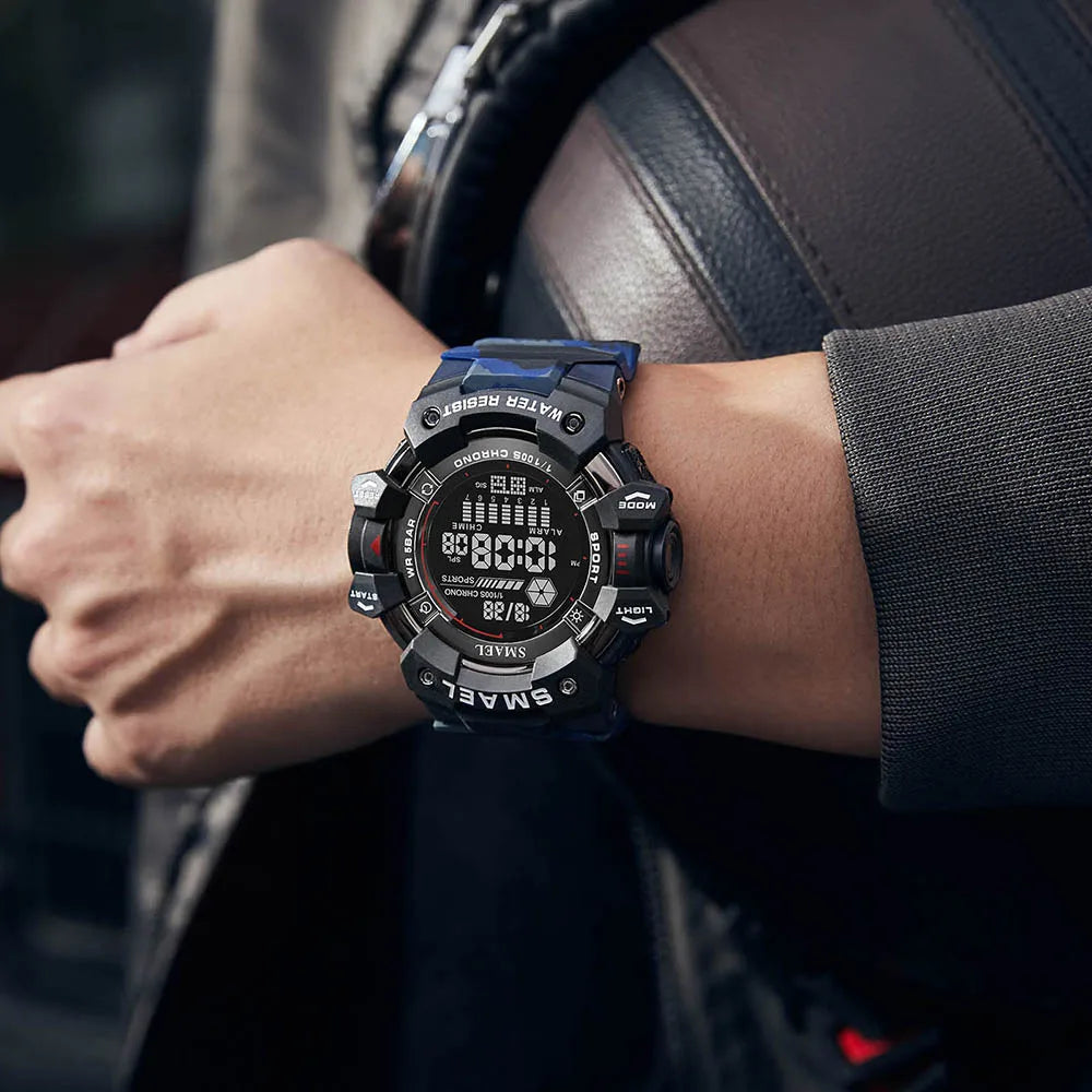 SMAEL Military Digital Watch LED Sports Wristwatches 50m Waterproof LED Stopwatch 8050 Army Watches Digital Big Dail Clock Alarm