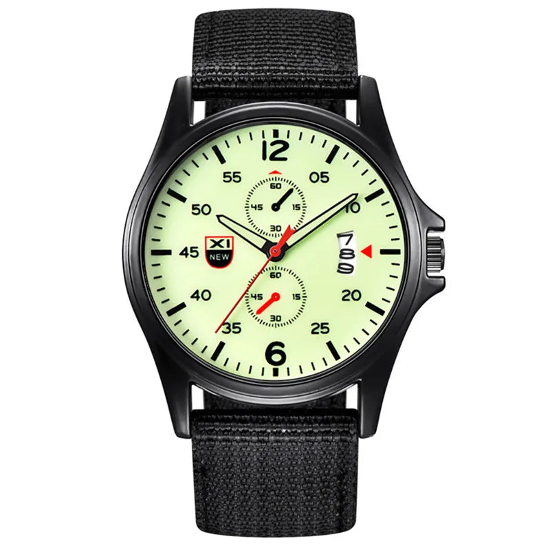 Genuine XINEW Brand Men Watches Students Fashion Casual Nylon Band Sports Date Quartz Wrist Watch Black Relogios Masculinos 2025