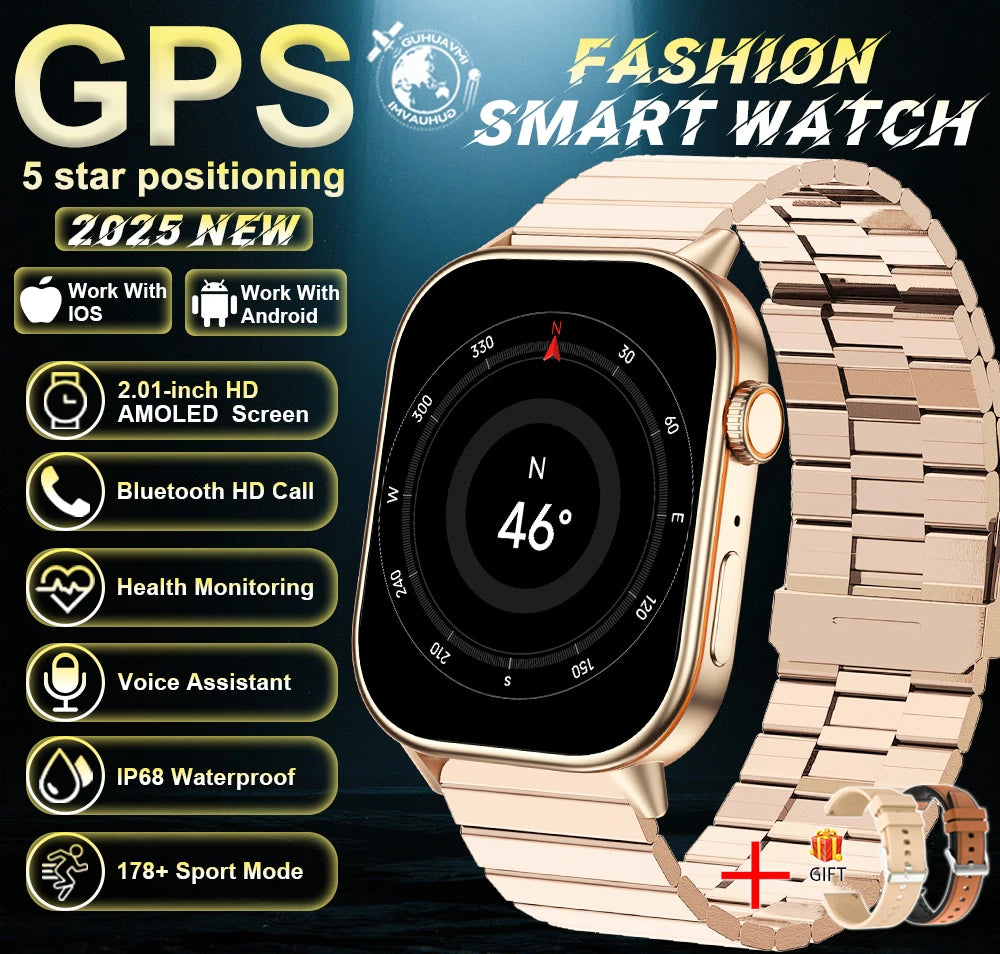 2026New Dual-band GNSS GPS Sports Smart Watches IP68K Swim Compass Heart rate tracker Military Bluetooth Call Bracelet Men Women