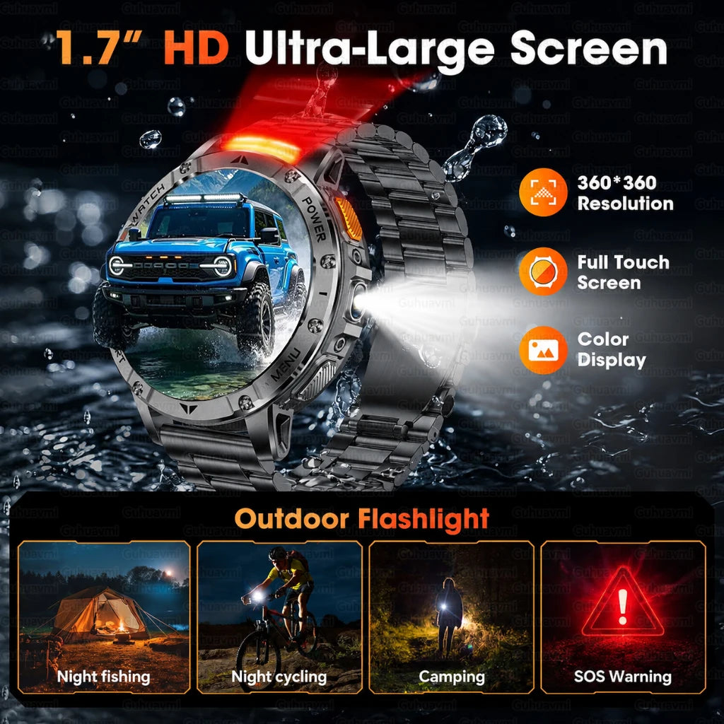 2026 Military Grade Smartwatch Men 1400mAh Ultra Long Battery 24/7 Health Monitor 10ATM Waterproof Outdoor Sport Smart Watches