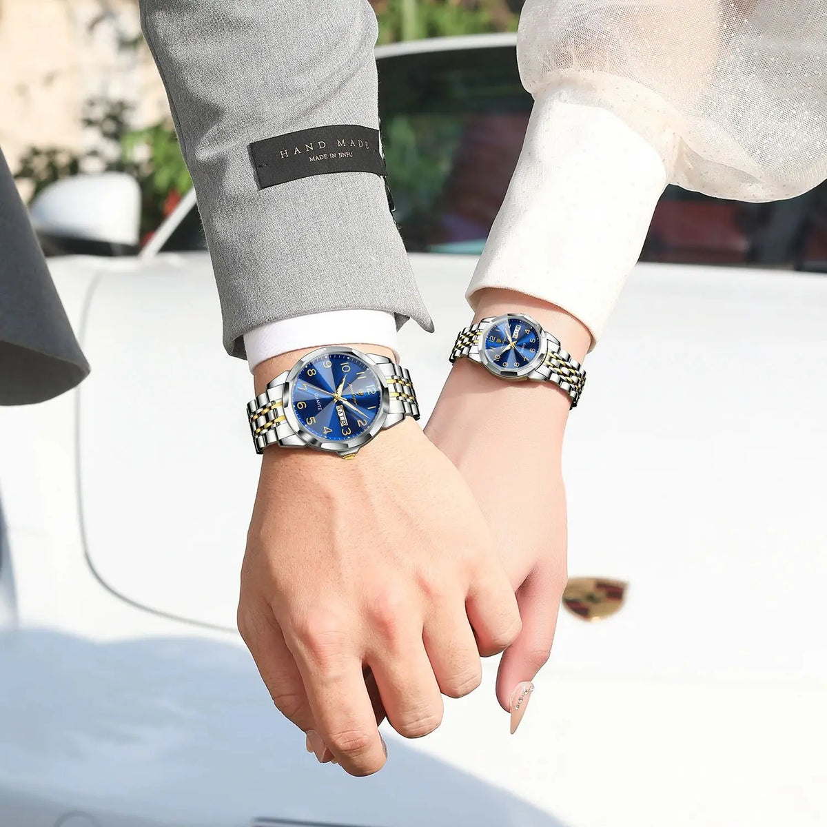 POEDAGAR Brand Watches For Couple Waterproof Date Week Couple's Watches Quartz Stainless Steel Fashion Lovers Watch Set+Box Gift