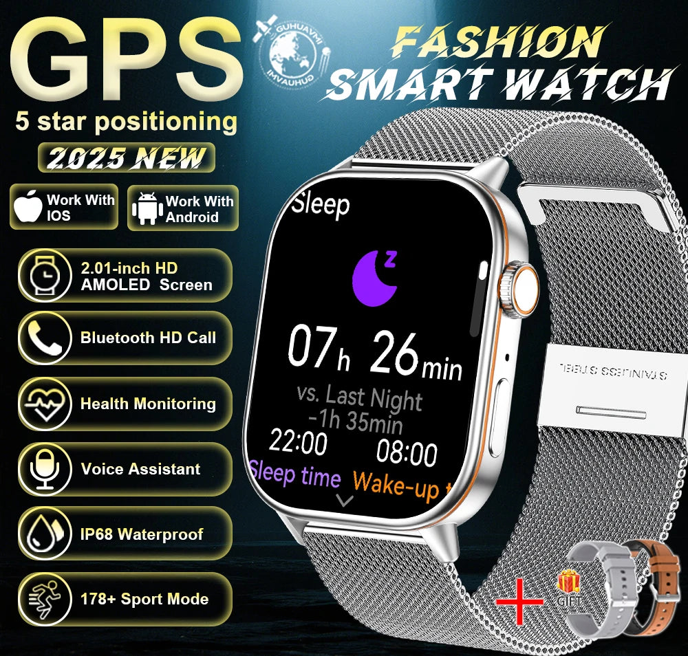 2026New Dual-band GNSS GPS Sports Smart Watches IP68K Swim Compass Heart rate tracker Military Bluetooth Call Bracelet Men Women