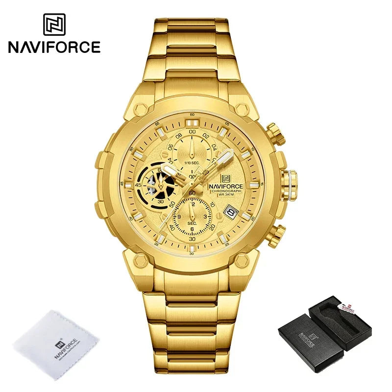 NAVIFORCF Men's Military Watch Luxury Waterproof Quartz Chronograph Wristwatch Fashionable Masculino Hot Fashion  Clock Watch