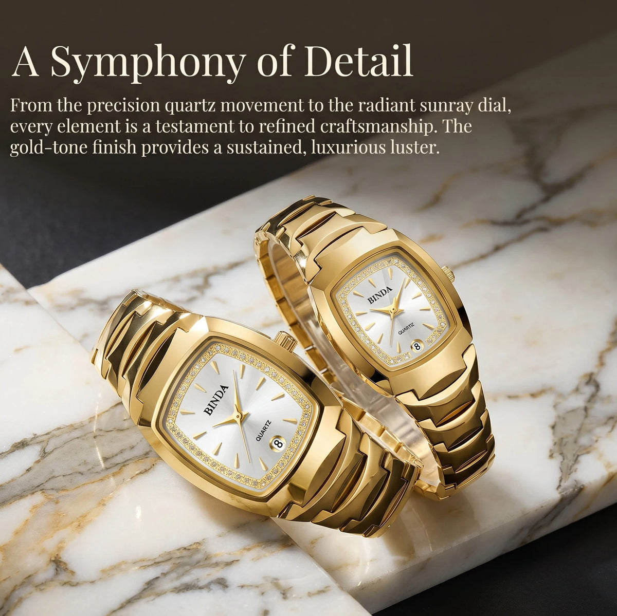 2PCS Couple Watches Luxury Fashion Men Women Matching His and Hers Quartz Watches Simple Band with Gift Box