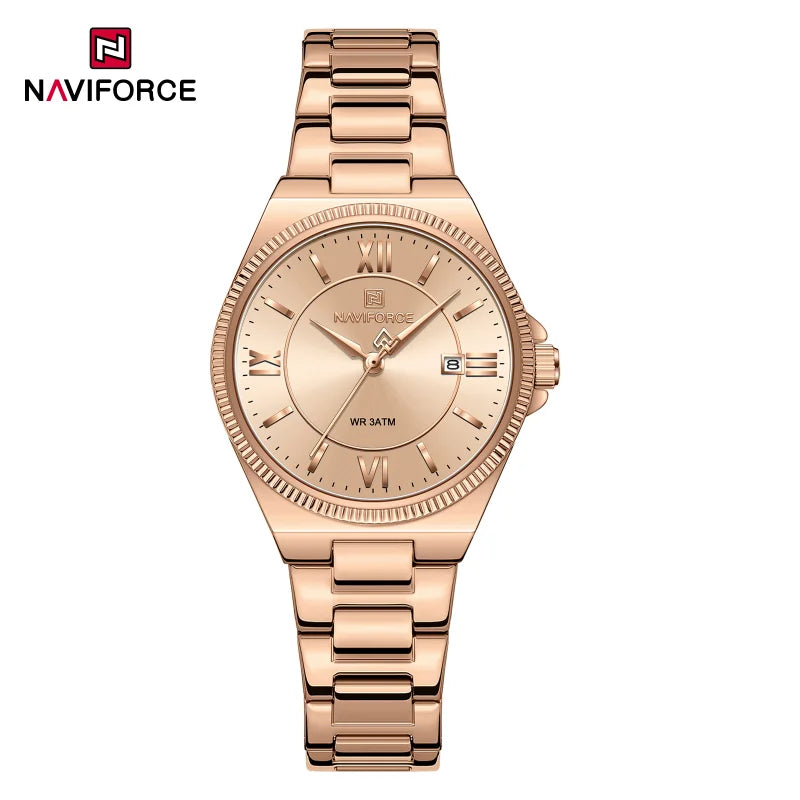 High Quality NAVIFORCE 2026 Woman Quartz Watch Retro Watches 3ATM Waterproof Stainless Steel Watchband  Ladies' Watches NF5073