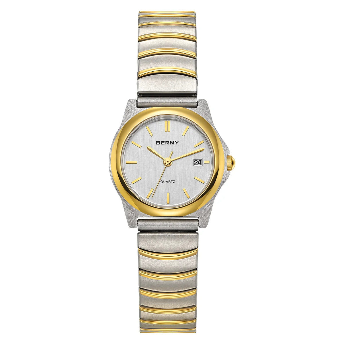 BERNY Gold Quartz Women Watch Fashion Easy Ware Women's Watches 3ATM Waterproof Stainless Steel Gold Expansion Band Ladies Watch
