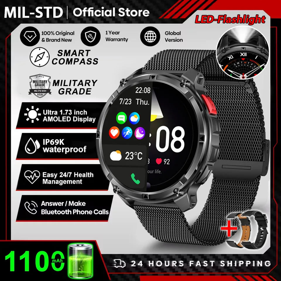 2026 New T-Rex3 Pro GPS Tracker 1100mAh Smartwatch Men 120-Day Standby Clock Rugged Outdoor Sport 10ATM Waterproof Call Watches