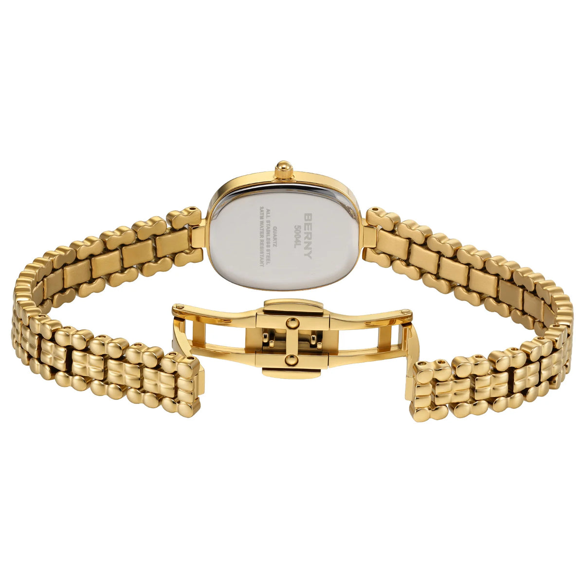 BERNY Golden Watches for Women Elegant Ladies Quartz Watch Luxury Slim Oval Fashion Casual Minimalist Party Gift Wristwatch