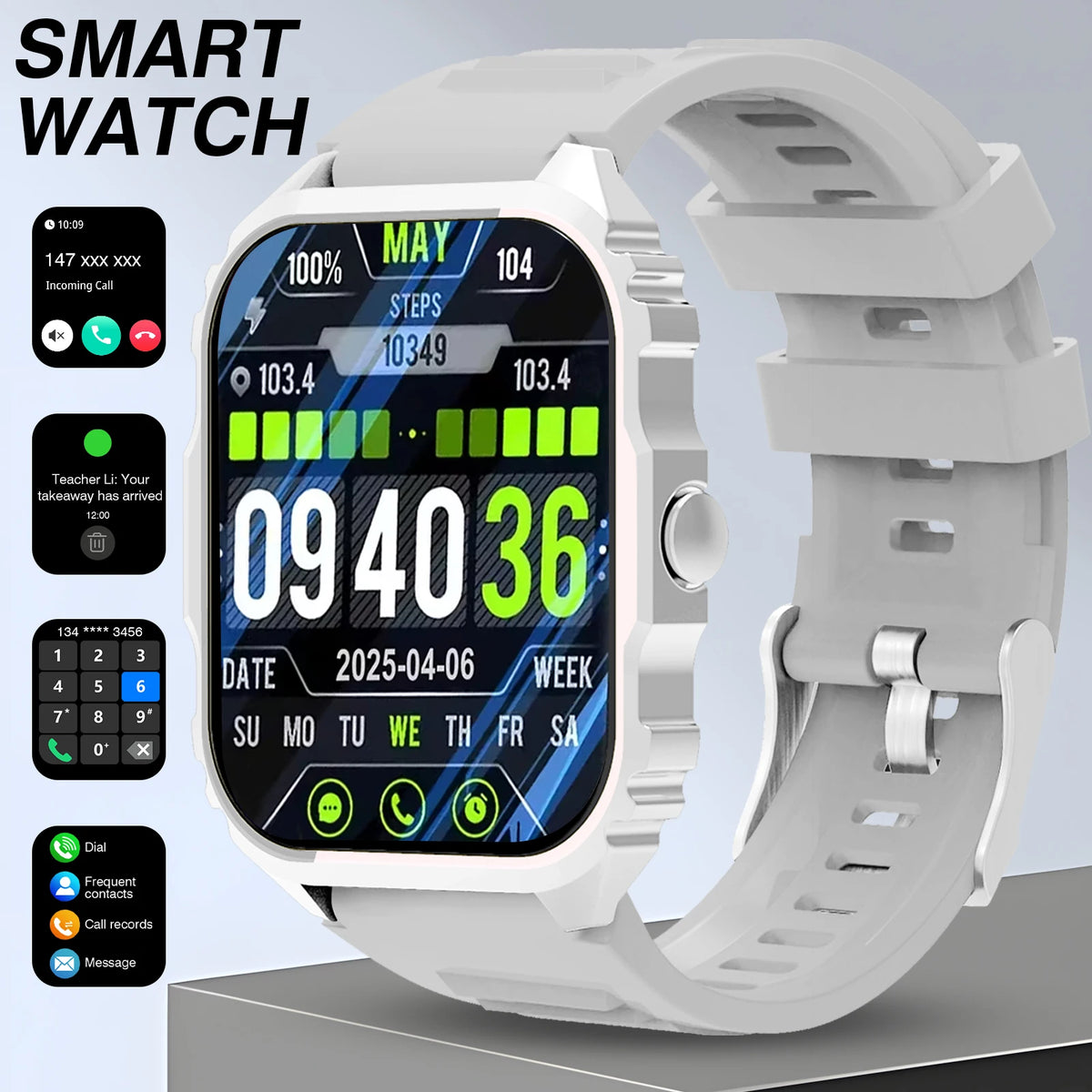 New Smart Watch 1.84 Inch HD Full Touch Screen Display Wireless Call,Answer Phone Watch,Multiple Sports Modes Outdoor Information Reminder Weather Display Music Control Photo Control, Suitable for Iphone & Android