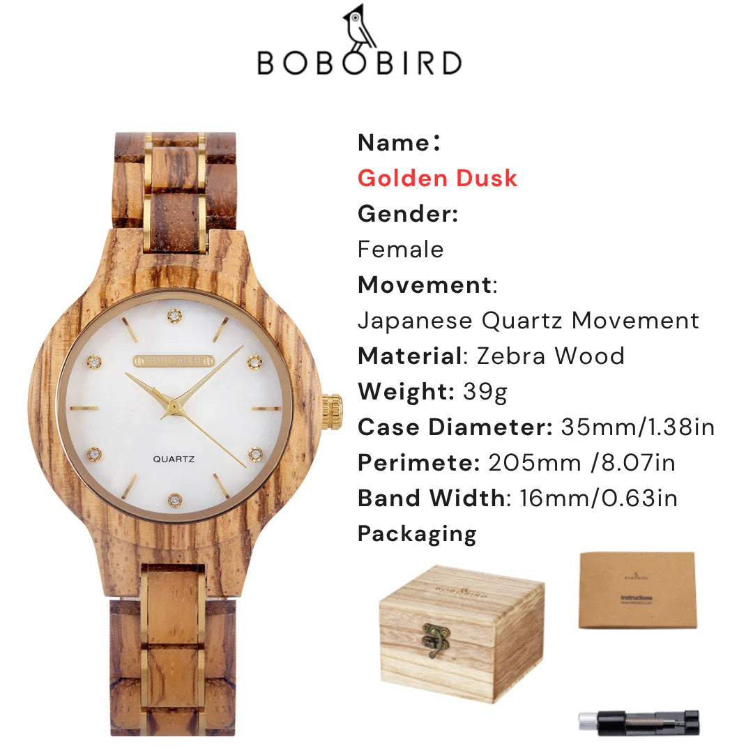 BOBO BIRD New Design Watch Women Reloj Mujer Quartz Wristwatch Female Japan Movement Wooden Gift Box zegarek damski Dropshipping