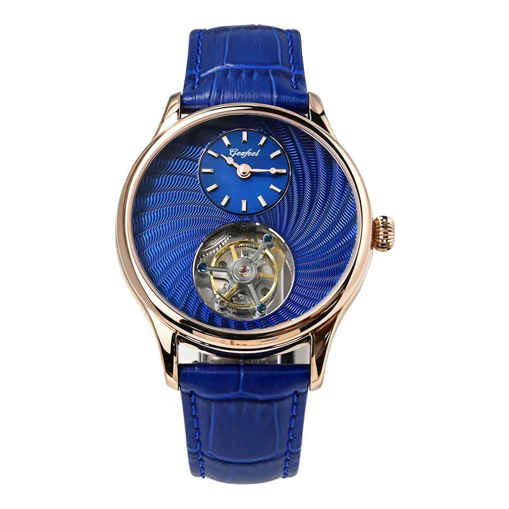 Gezfeel Flying Tourbillon CNC Guilloché Dial Watch For Men Mechanical Waterproof Mens Watches Luxury Movement Stainless Steell