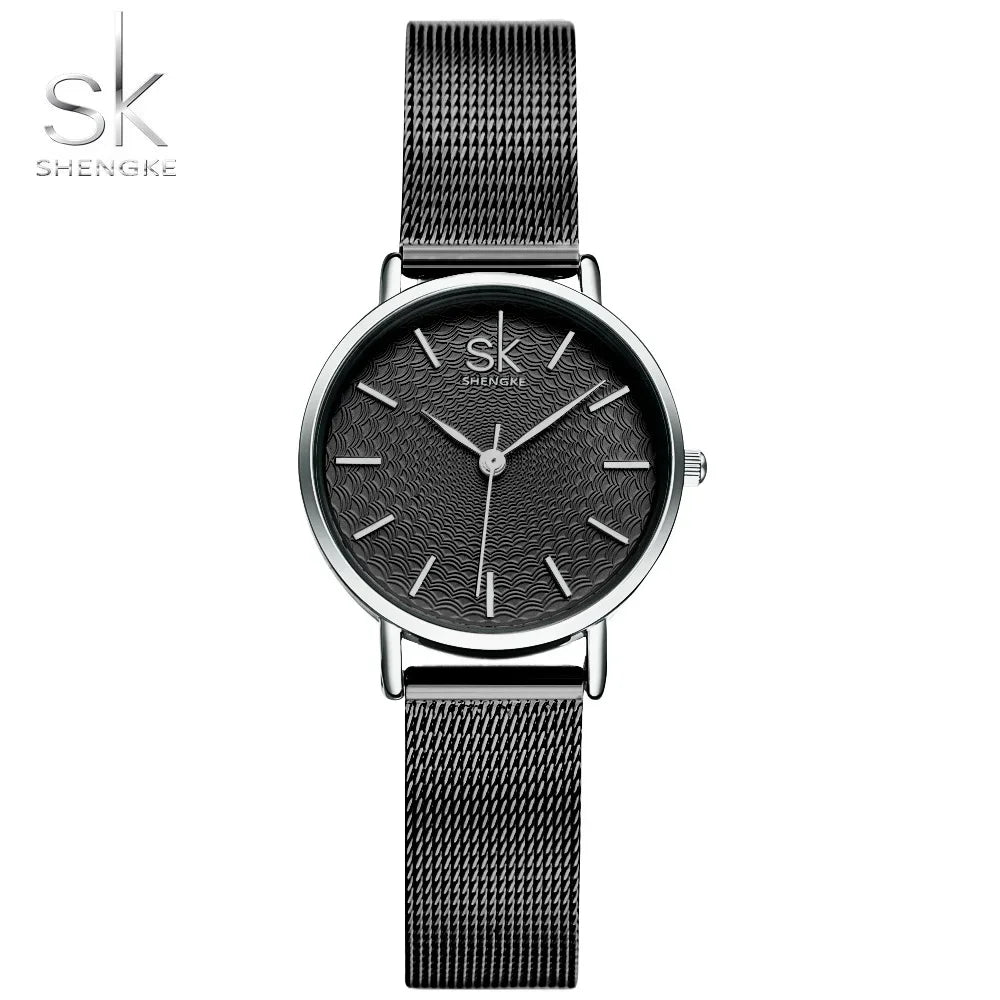 SK Super Slim Sliver Mesh Stainless Steel Ladies Watches Women Top Brand Luxury Casual Clock Waterproof Wristwatch for Women
