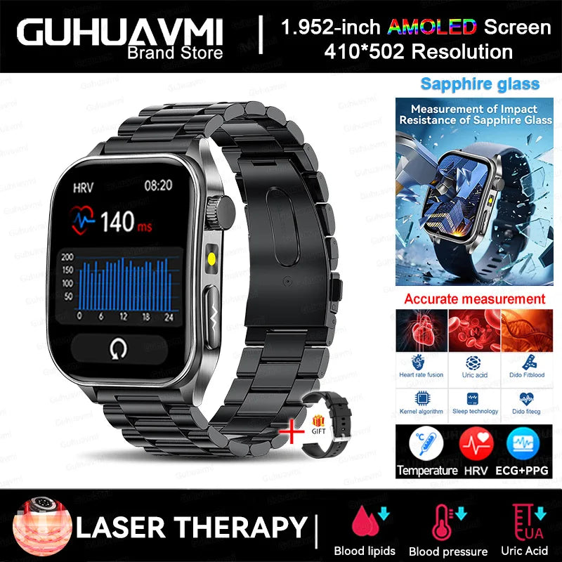 2026 New Non-Invasive Laser Treatment Three High Smart Watch  ECG+PPG Blood Fat Uric Acid Health Diagnosis Smart Watches For Man