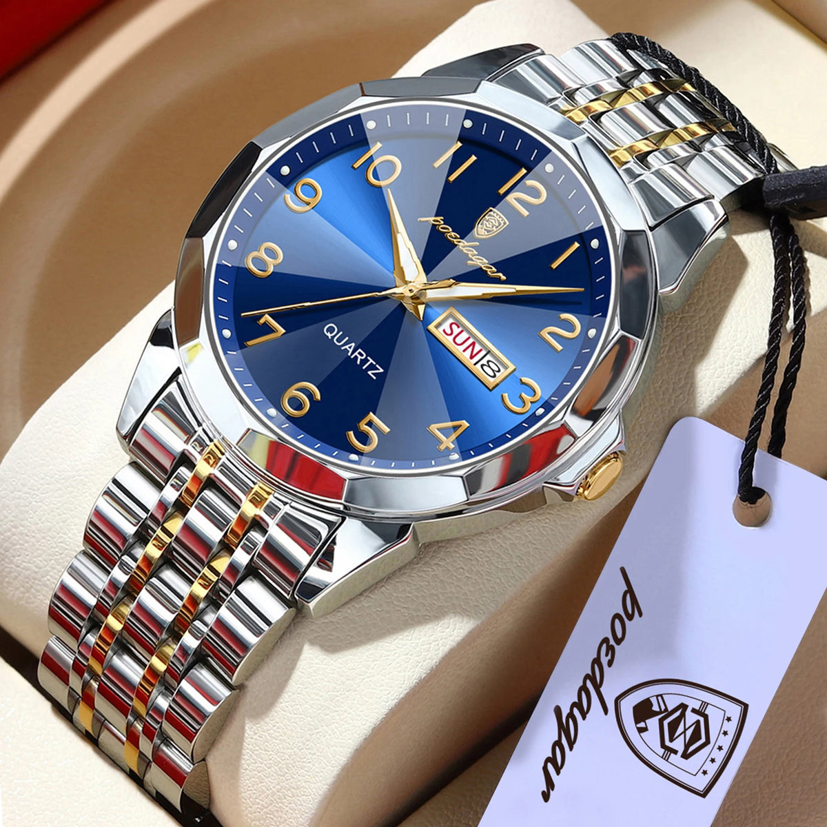 POEDAGAR Brand Watches For Couple Waterproof Date Week Couple's Watches Quartz Stainless Steel Fashion Lovers Watch Set+Box Gift