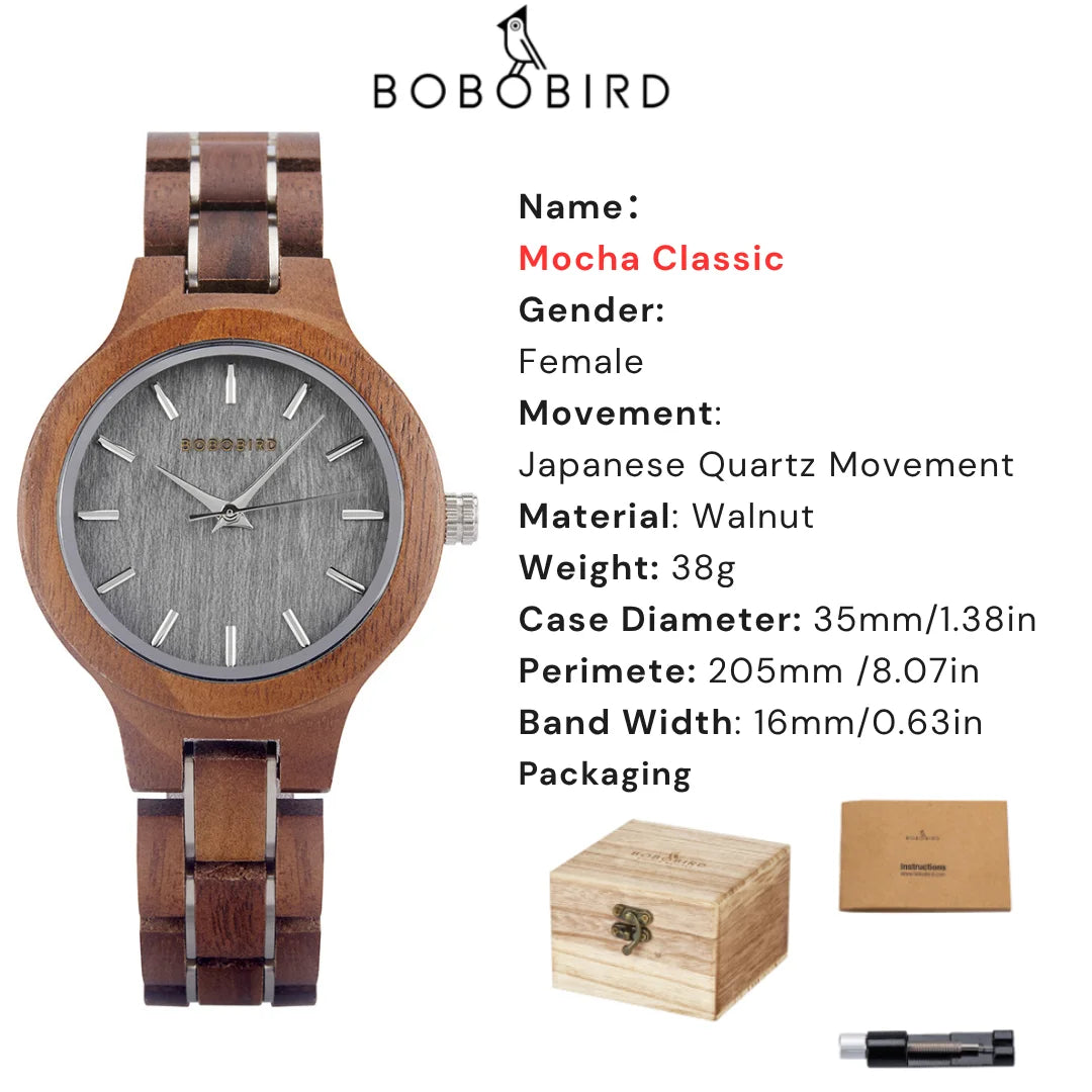 BOBO BIRD New Design Watch Women Reloj Mujer Quartz Wristwatch Female Japan Movement Wooden Gift Box zegarek damski Dropshipping
