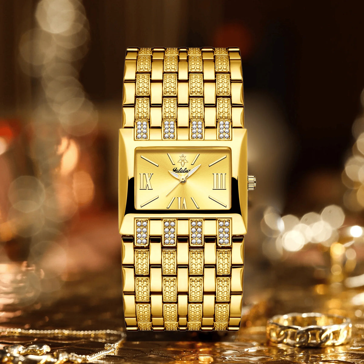 YaLaLuSi Fashion Women's Gold-Plated Quartz Watch Luxury New-Style Women's Gold Wristwatch Women's Gift Watch Box