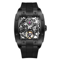 OBLVLO Top Watch Brand Sport Watch For Man Square Skeleton Watch Steel Automatic Mechanical Watch Rubber Strap Watches EM-ST