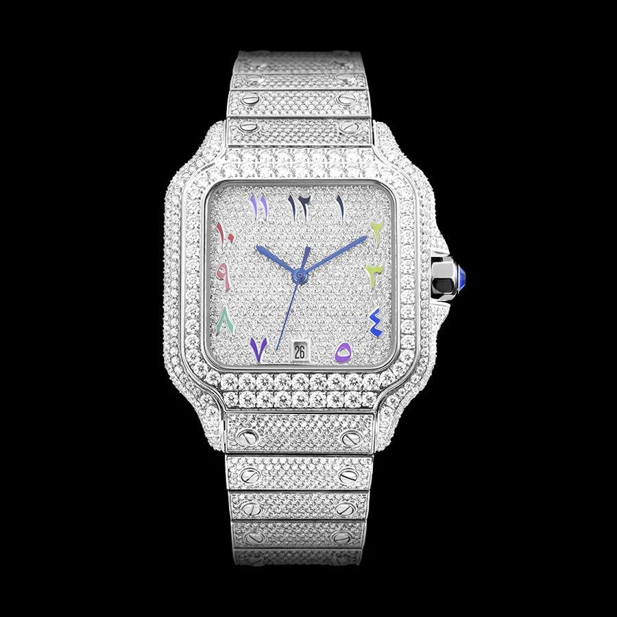 High End Square Design Luxury Gold VVS Moissanite Watch Waterproof Mens Diamond Iced Out Wrist Watches