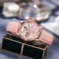 Watches Women Fashion Watch 2023 Automatic Mechanical Rhinestone Skeleton Dial Premium Leather Band Elegant Lady Watch New