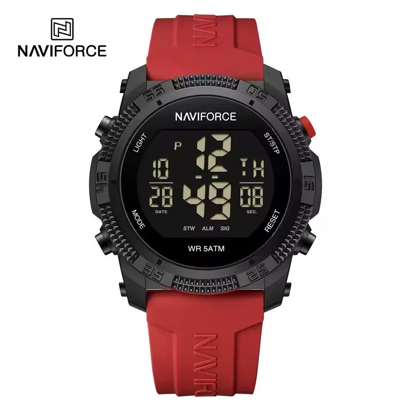 NAVIFORCE 7104 Fashion Men Electronic Watch Sports Calendar Luminous Waterproof Silicone Strap Brand Digital Watches for Man