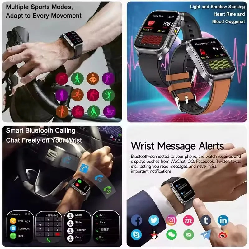 2026 New Non-Invasive Laser Treatment Three High Smart Watch  ECG+PPG Blood Fat Uric Acid Health Diagnosis Smart Watches For Man